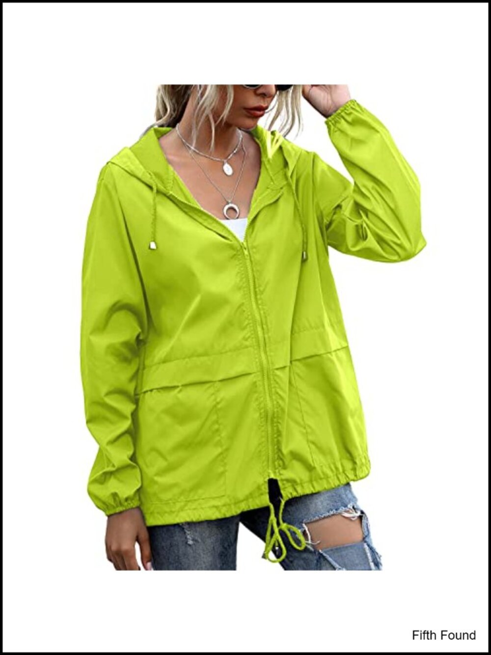 Women's Waterproof Raincoat Lightweight Hooded Windbreaker Zipper Pockets